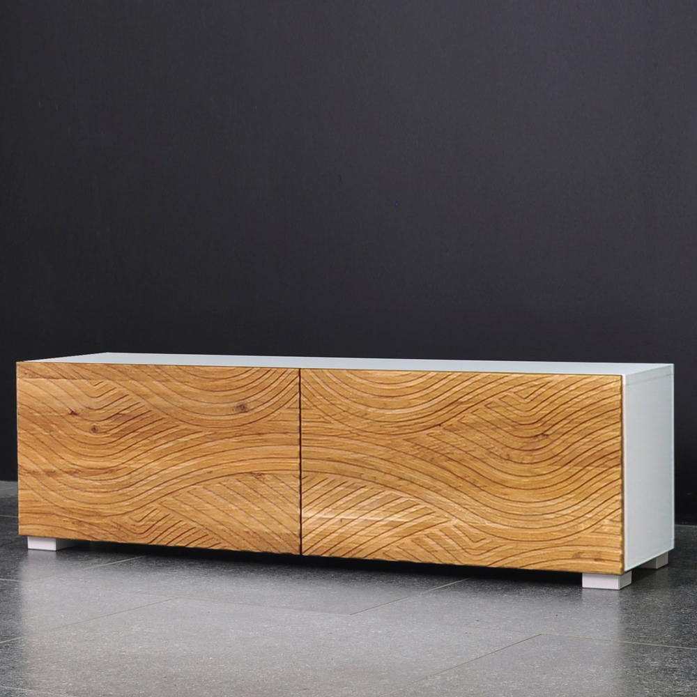 Тумба под телевизор лофт, тумба напольная Нью Йорк с фасадами из дуба