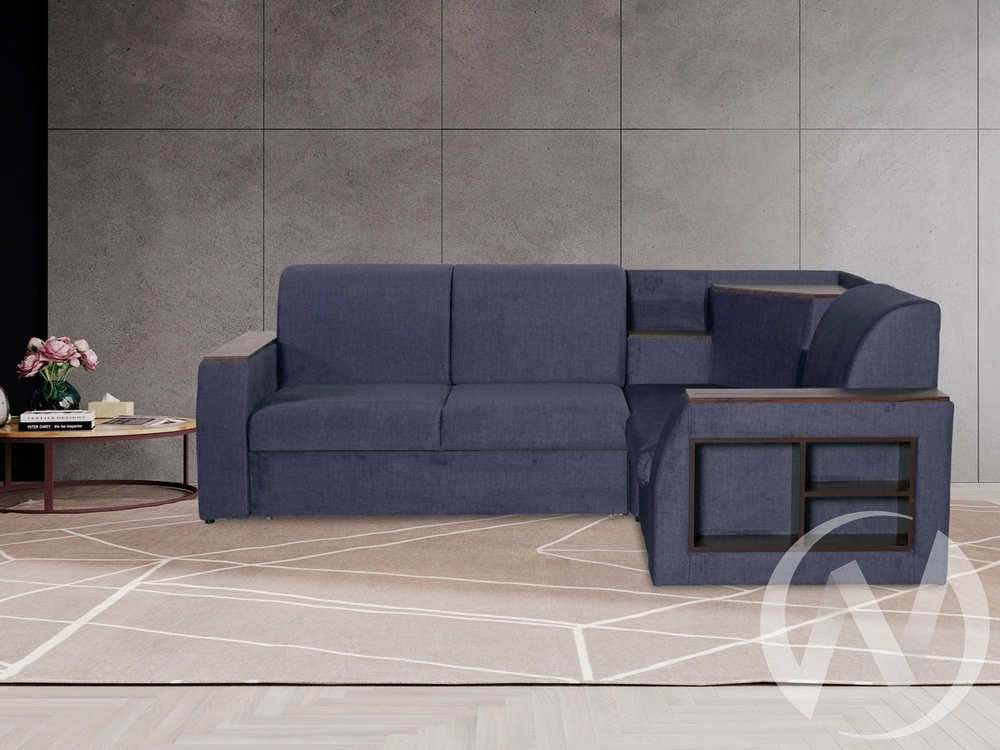 Диван угловой Сенатор (ДУ) 2022 SQUARE 19 (велюр синий)