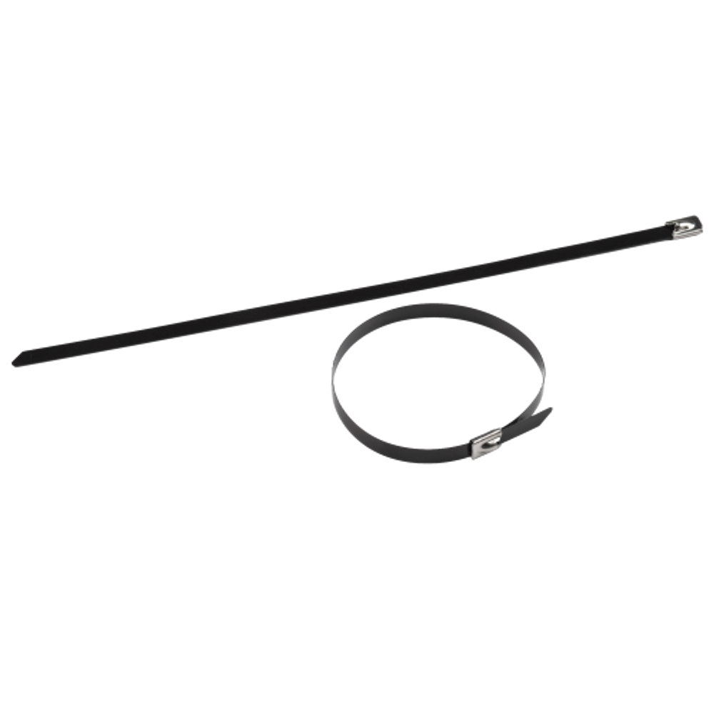 Кабельная стяжка (хомут) стальная AISI 304 с полимерным покрытием ЭРА NO-225-261 7.9 х 400 мм 10 шт | Кабельные стяжки (хомуты) стальные