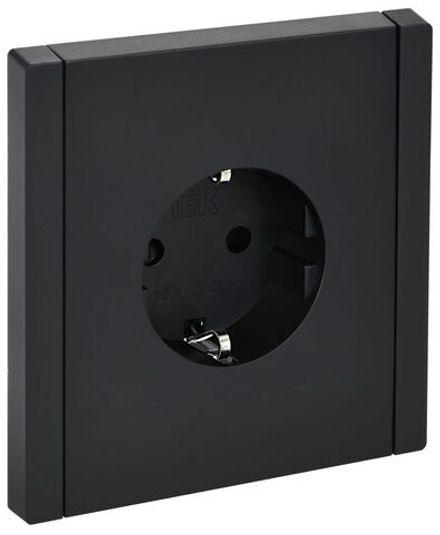 Розетка СП FORTE&PIANO FP115 16А с заземл. защ. шторки винт. крепл. черн. IEK FP-R14-16-K02