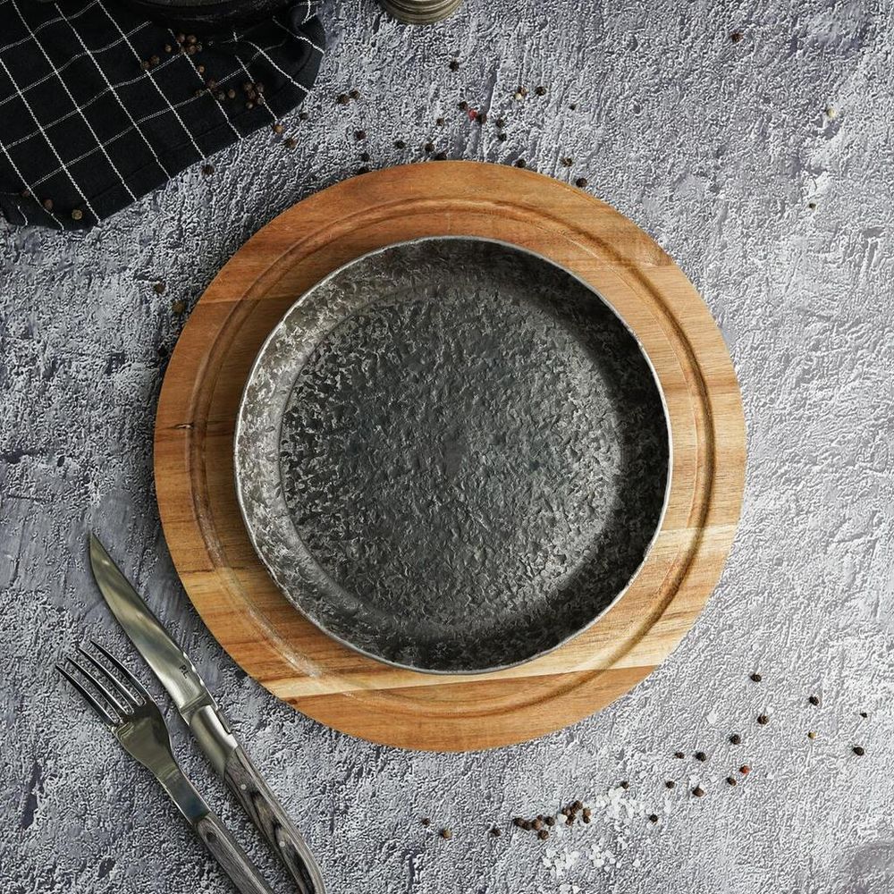 Сковорода для подачи 20 см h2,5 см круглая без ручки " " углерод. сталь ИНДУКЦИЯ P.L.