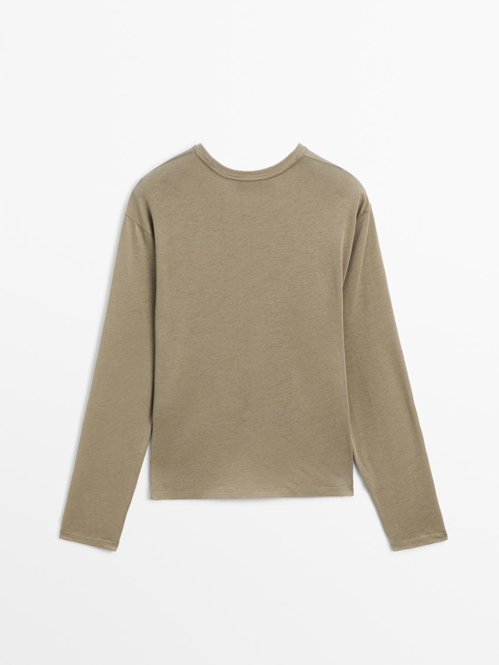 Massimo Dutti Футболка из 100% хлопка, светлый хаки