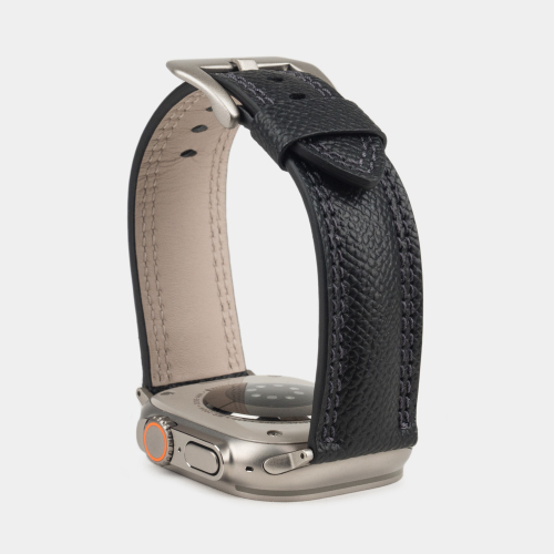 Ремешок для Apple Watch Ultra 49mm из кожи сафьяно, черного цвета