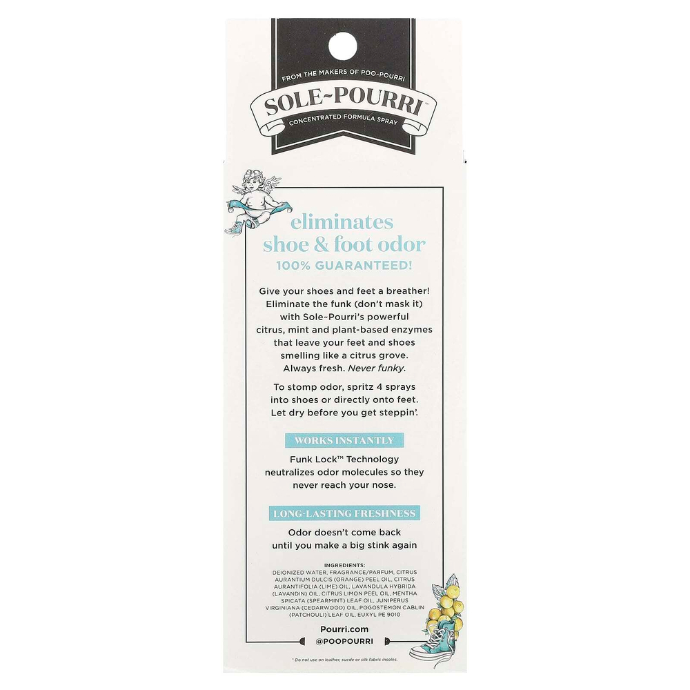 Poo-Pourri, Sole-Pourri ™, средство для устранения неприятных запахов для обуви и ног, цитрусовая мята, 100 мл (3,4 жидк. Унции)