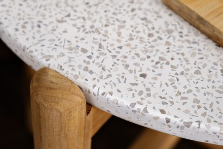 Боковой стол из тика Joygarden ТАЛАРА, бело-серый