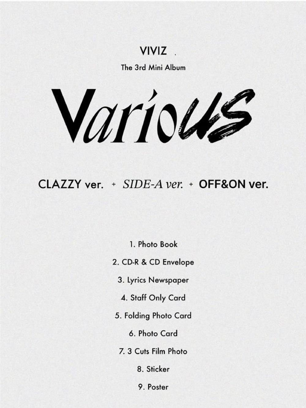 Альбом VIVIZ - VarioUS 3rd Mini Album 3 Version SET