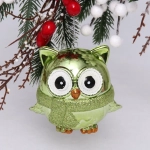 Ёлочная игрушка «Мудрая сова» 10*5*10 см, зелёный