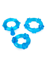 Набор из 3 синих эрекционных колец с различным рельефом (Цвет: синий)