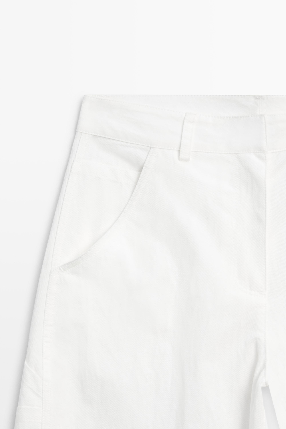 Massimo Dutti Хлопковые брюки карго, белый