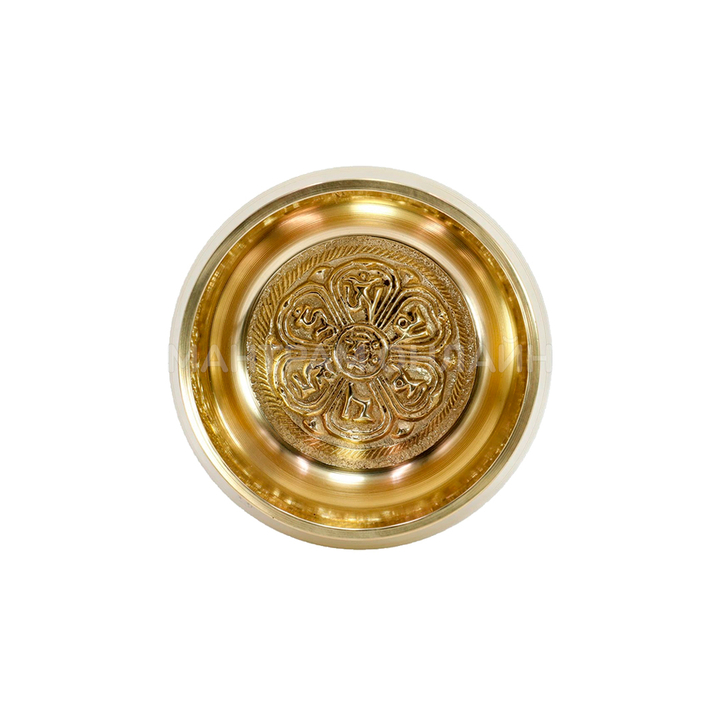 Чаша поющая с барельефом 7 металлов Для восстановления ауры цвет золотой Gold 601-800 г