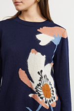 22212 Джемпер женский (т.синий жаккард)