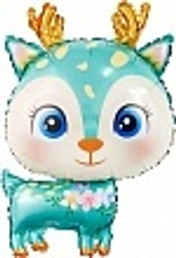 Шар (30""/76 см) Фигура, Олененок, Мятный, 1 шт. Д031