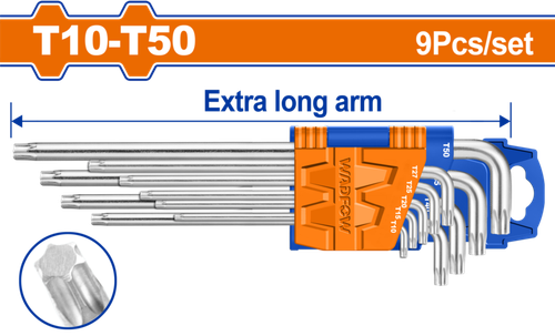 Набор шестигранников TORX 9 шт. (6/48) WADFOW WHK3292