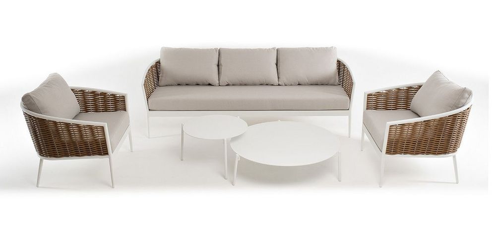 "Тоскана" лаунж-зона из искусственного ротанга, цвет соломенный