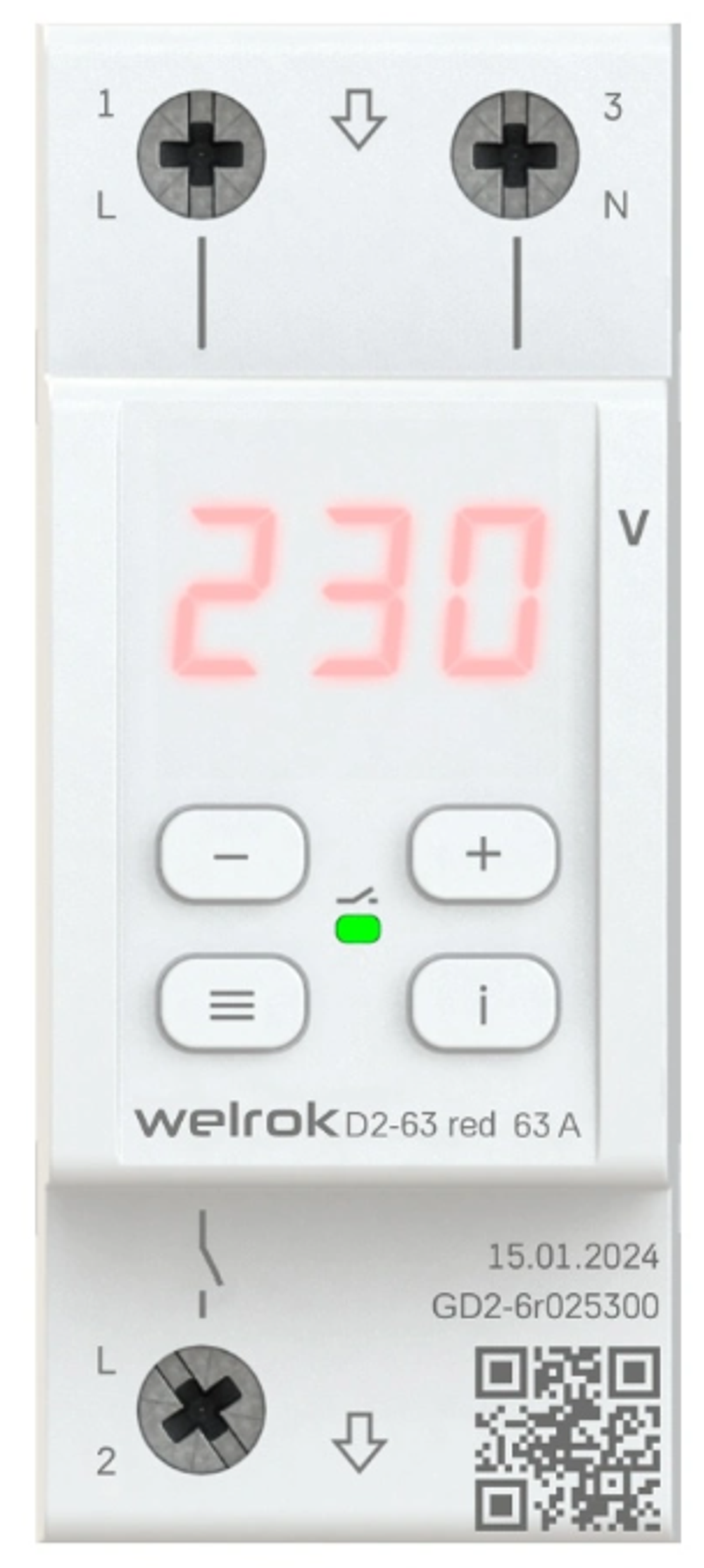 Реле напряжения Welrok d2-63 red