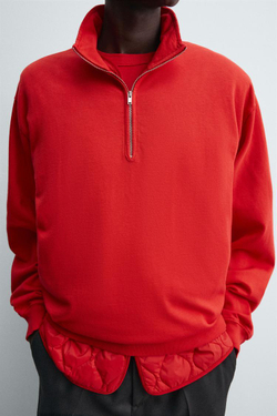 ZARA ТОЛСТОВКА С ВОРОТНИКОМ НА МОЛНИИ, КРАСНЫЙ