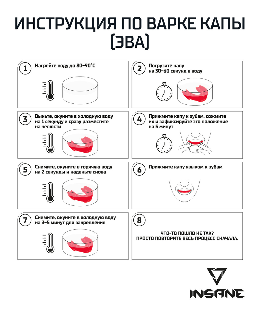 Капа 1-челюстная INSANE LEOPARD, ЭВА, синий/черный, взрослый