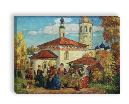 "В старом Суздале", Кустодиев Борис Михайлович, картина (репродукция)