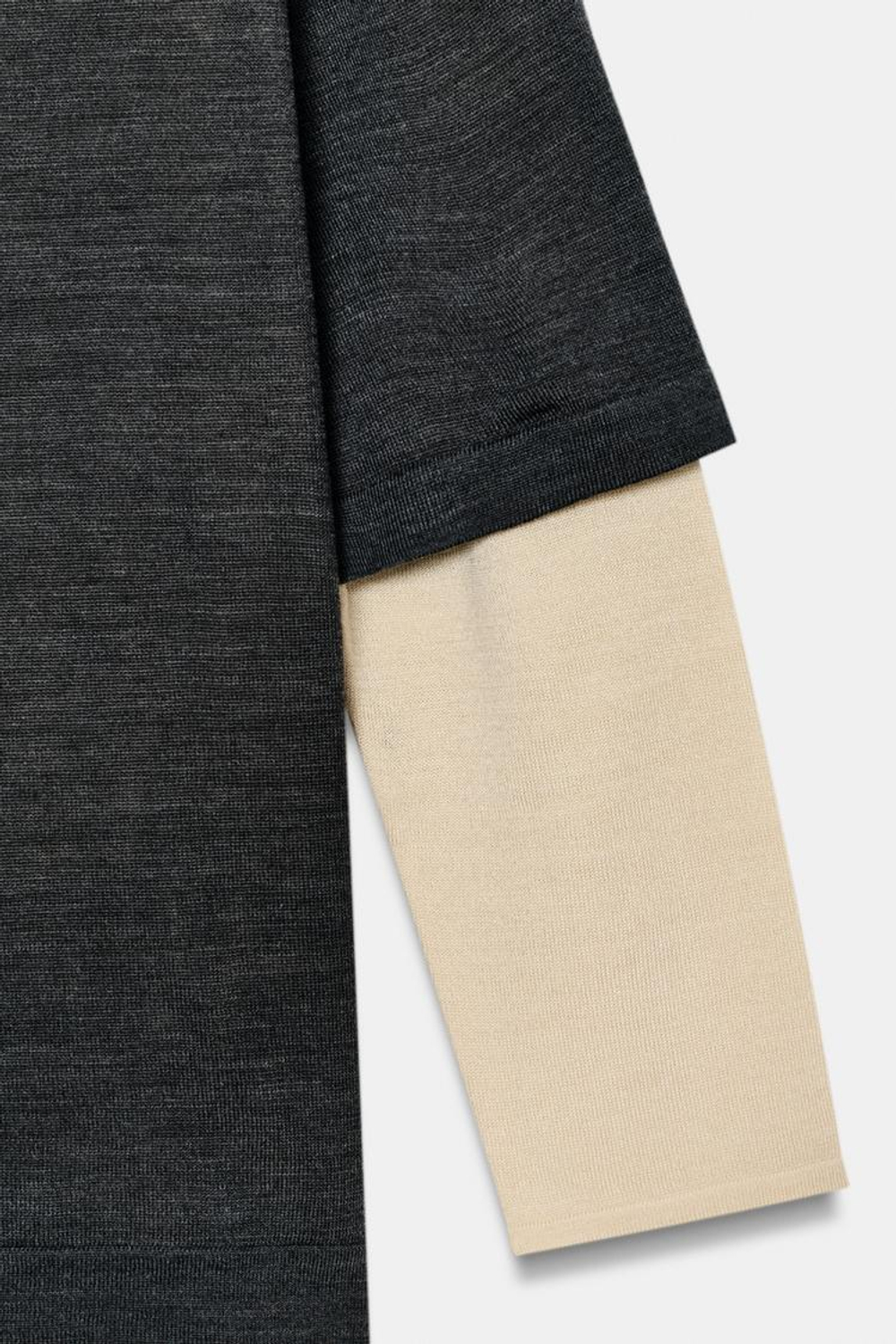 ZARA ДВУСЛОЙНЫЙ СВИТЕР, СЕРЫЙ МЕЛАНЖ