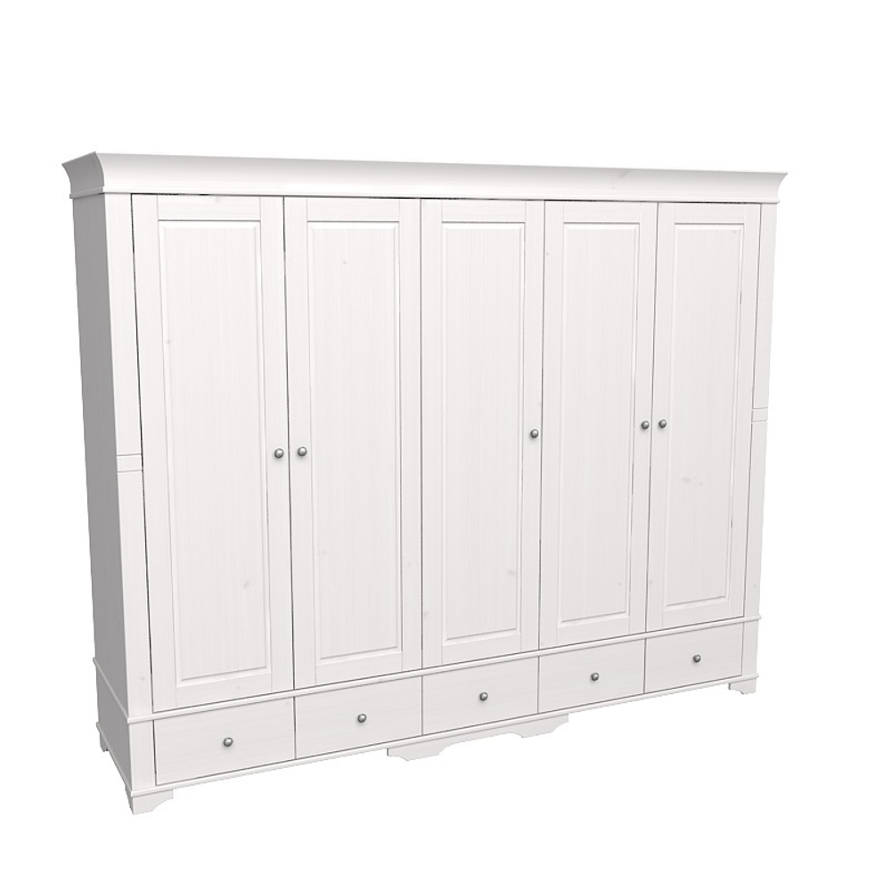 Шкаф 5-ти дверный с 5 глухими дверями «Бейли» белый воск