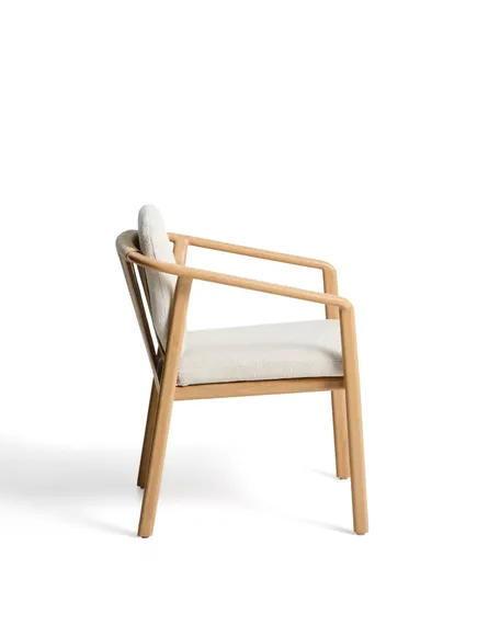 Уличный стул Sirte из алюминия с отделкой под дерево и веревкой цвета экрю