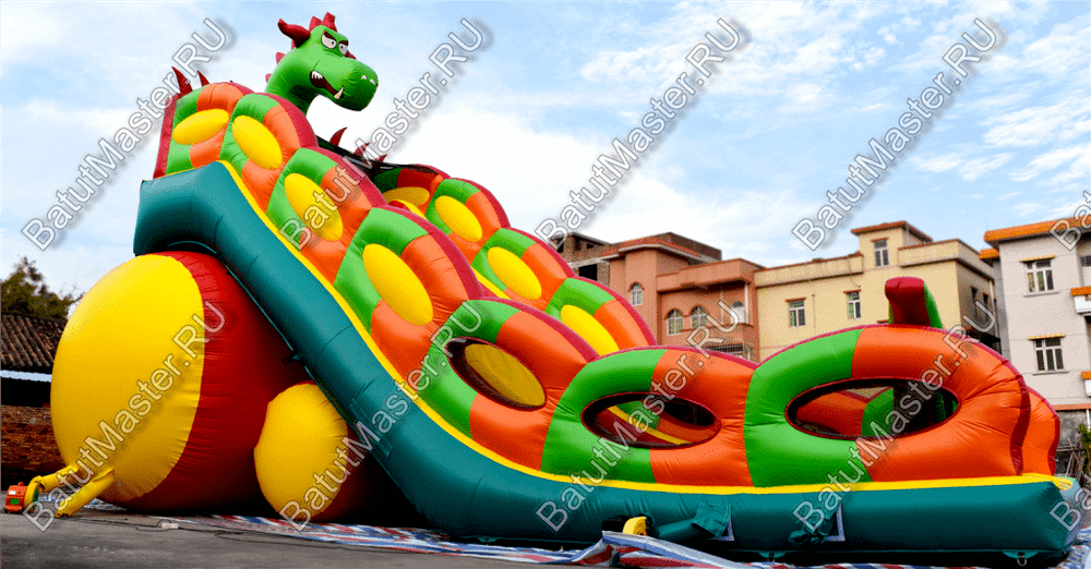Батут-горка "Дракон 2" без шипов, 10*5*8 м