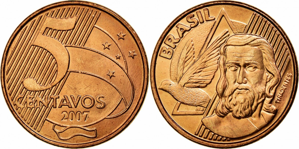 Бразилия 5 сентаво, 1998-2023 Жуакин Жозе да Силва Шавьер XF
