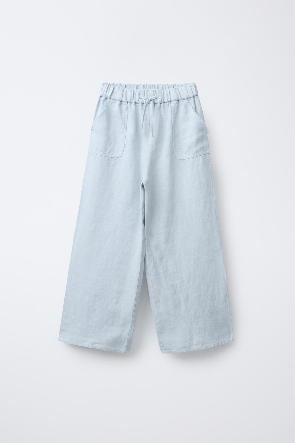 ZARA БРЮКИ ИЗ 100% ЛЬНА, ГОЛУБОЙ