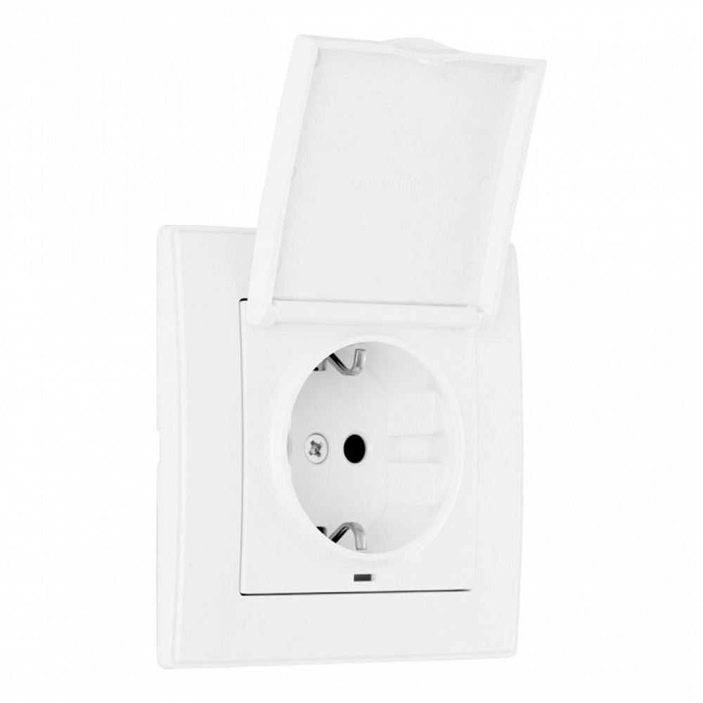 Розетка с заземлением и шторкой, с крышкой Arte Milano SET06-1 SET06-1-41-1 white