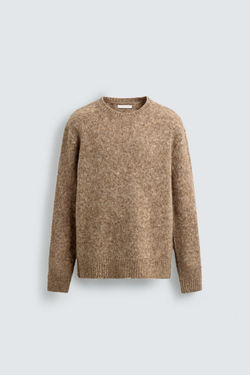 ZARA ФАКТУРНЫЙ СВИТЕР С ШЕРСТЬЮ, РЫЖЕВАТО-КОРИЧНЕВЫЙ