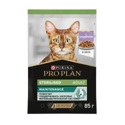 Pro plan 85 г пауч влажный  корм для стерилизованных кошек и кастрированных котов, вкусные кусочки с индейкой, в желе