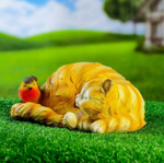 Садовая фигурка "Кошка спящая с птичкой" (полистоун)
