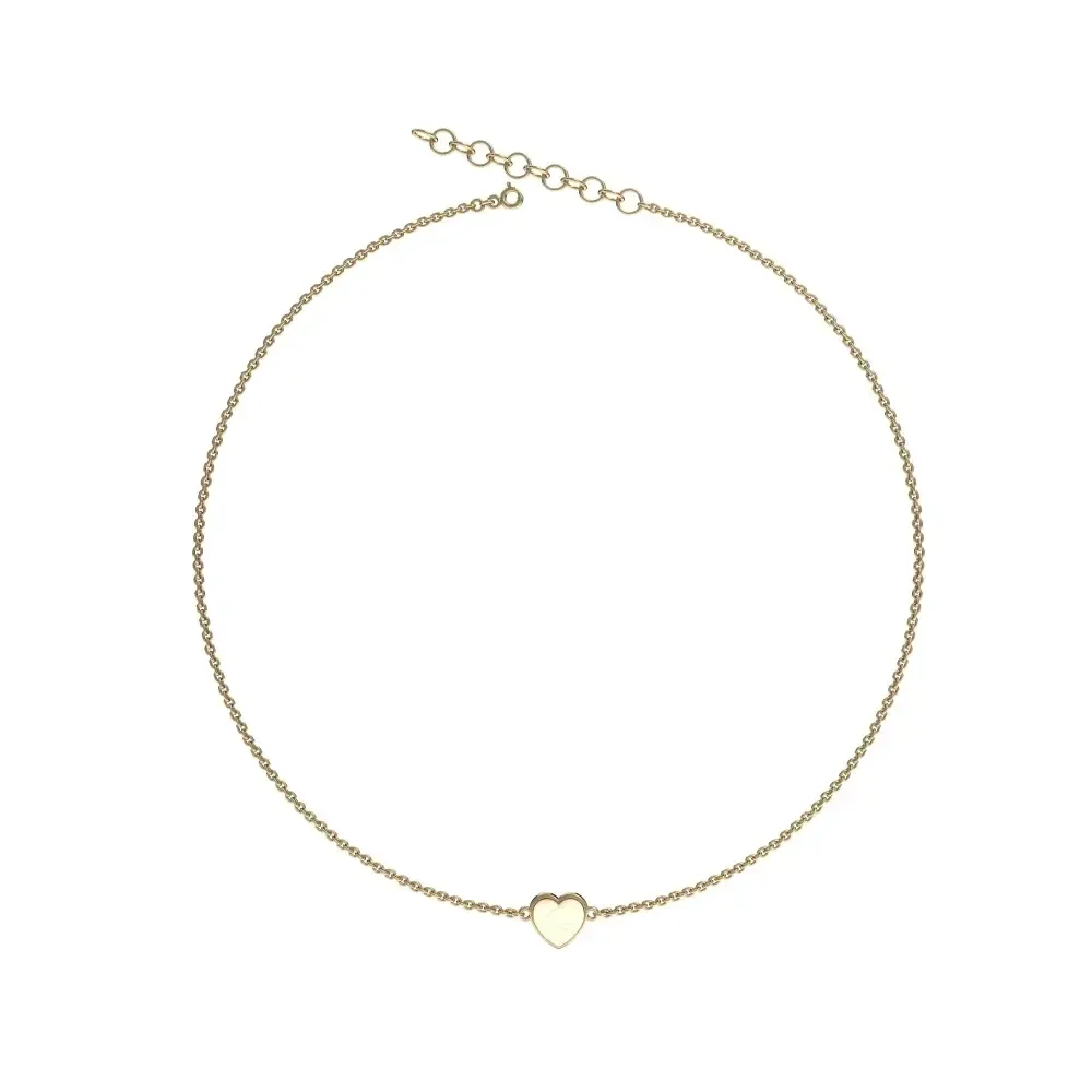 Колье Сердце с молочным янтарем, позолота