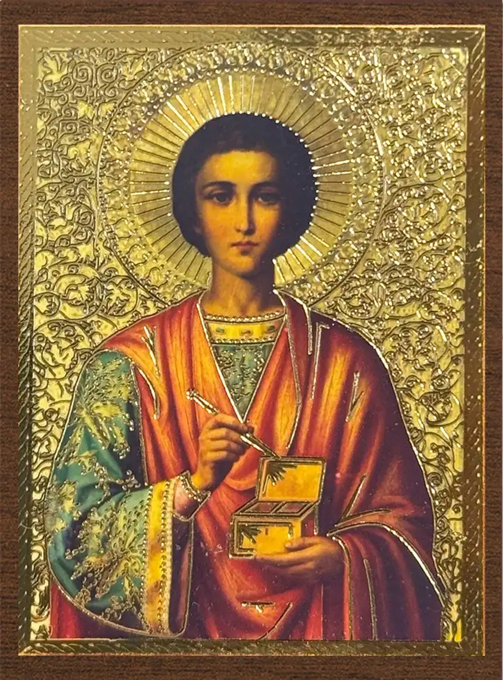 Икона "Пантелеймон Целитель" 4х6 на МДФ-6