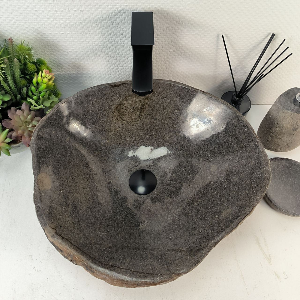Каменная раковина из речного камня RS-05293 (48*44*15) 0862 из натурального камня