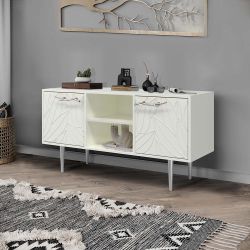 Тумба под ТВ Арт Колор leaves 117см Стайл Сильвер Белый опал