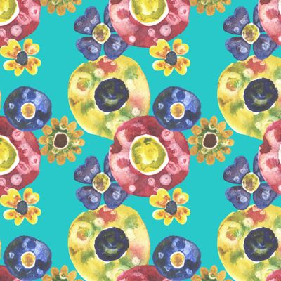 Абстрактные цветы на бирюзовом