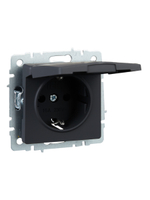 BRITE Розетка 1-местная с заземлением с защитными шторками и крышкой 16А IP20 РСбш10-3-БрГ графит IEK