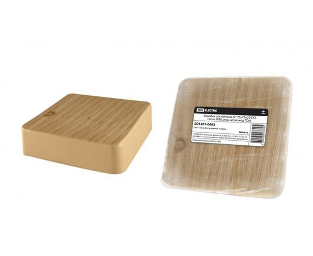 Коробка распаячная КР 75х75х20 ОП сосна IP40, инд. штрихкод TDM SQ1401-0403 (упаковка 5 шт)