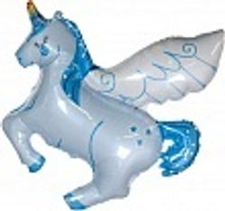 Шар (44""/112 см) Фигура, Волшебный единорог, Голубой, 1 шт. В025