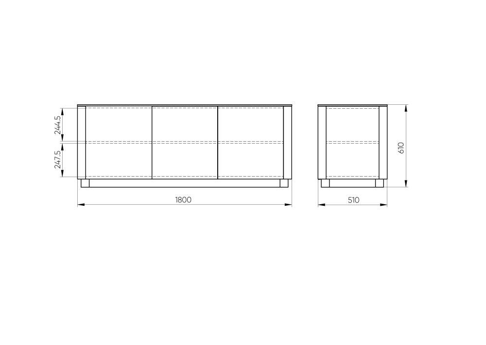 Тумба Tammi 3 двери ширина 180 см (черный)