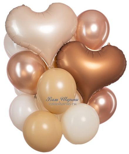 Букет шаров "Белый песок и розовое золото"