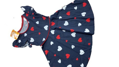 Платье детское легкое их хлопка темно-синее с принтом на рост 86,92,98,104,110