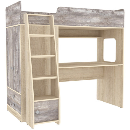 Кровать-чердак КарИВи Л-Ф607.1 75x175 Дуб Сонома Бетон