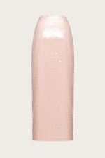 ЮБКА-МАКСИ ИЗ РОЗОВОГО ШИФОНА, РАСШИТАЯ ПАЙЕТКАМИ ВРУЧНУЮ