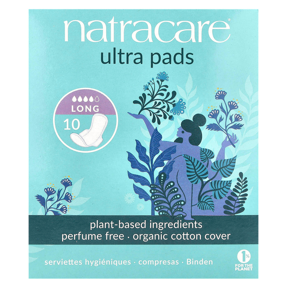 Natracare, Ultra, прокладки, поверхность из органического хлопка, длинные, 10 штук