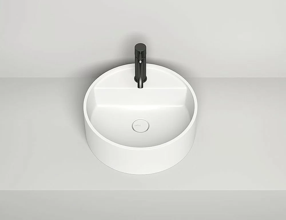 Раковина накладная Salini ARMONIA TOP 02 130116G 45 из искусственного камня S-Sense, белая глянцевая