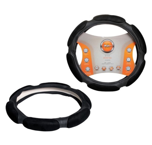 Оплетка руля M 37-38 см спонж (6 подушек) черная (AIRLINE)