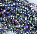 ББЛ008НН4 Хрустальные бусины "биконус", цвет: разноцветный металлик, размер 4 мм, кол-во: 95-100 шт.