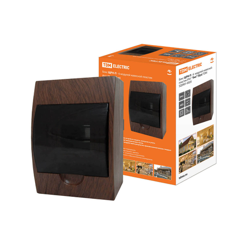 Щиток распределительный навесной Tdm Electric ЩРН-П-6 Эко, 6 модулей, IP41, пластиковый, бук